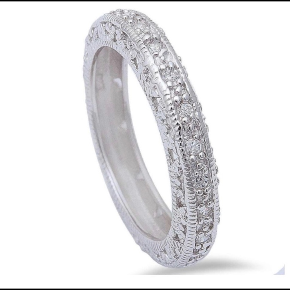 Sterling Silver 925 ANTIQUE pave style engagement